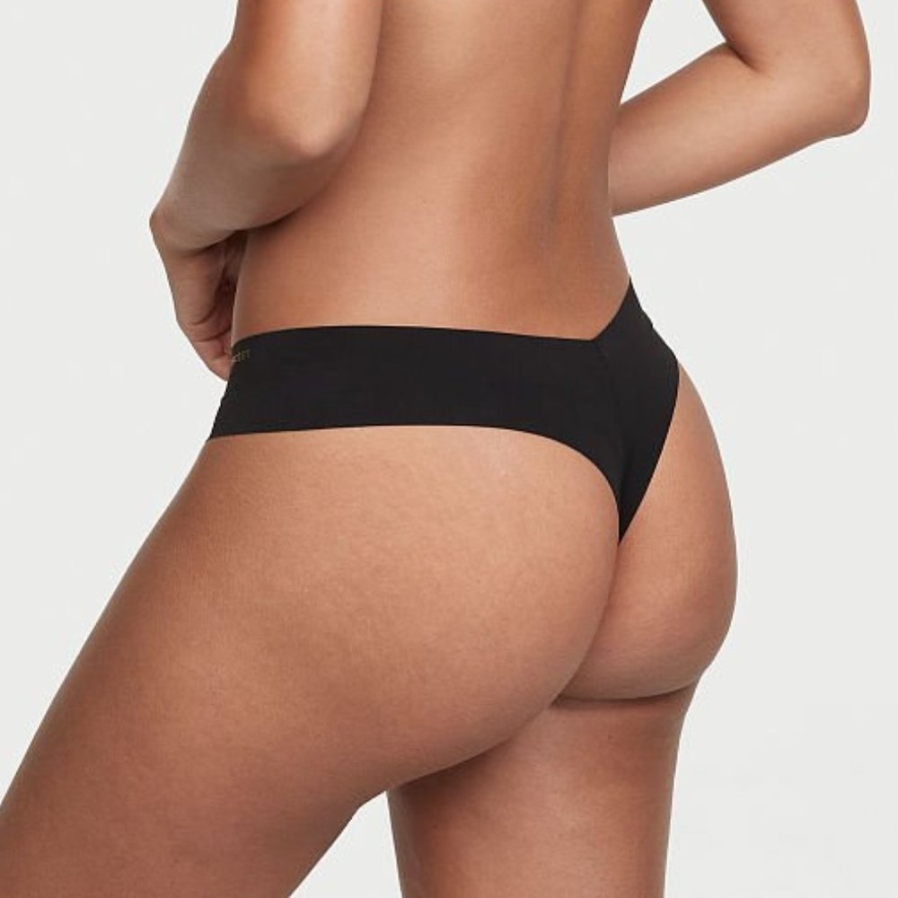 VS XXL SEXY ILLUSIONS BY VICTORIA'S SECRET No-Show Thong Panty Black Classic NWT - Picture 6 of 12